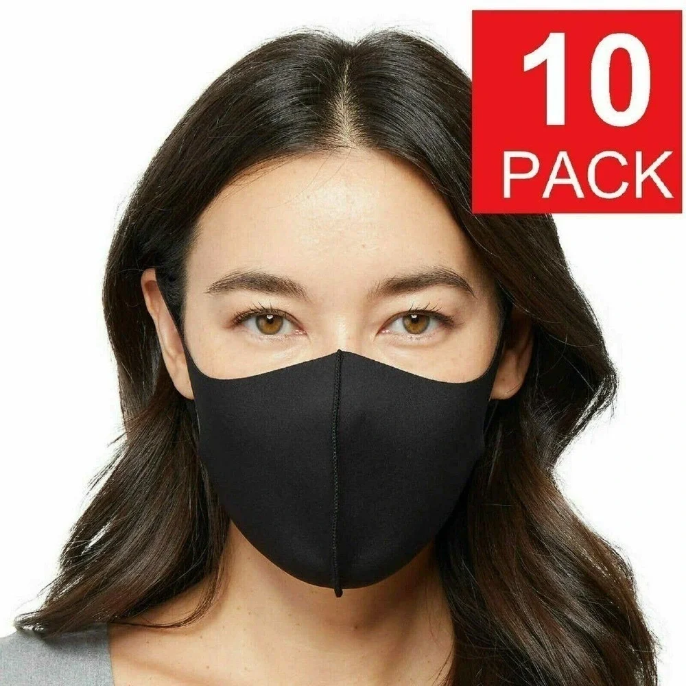 Fashion Mask 10 Pack Unisex OS Black New Washable Reusable Breathable Elastic